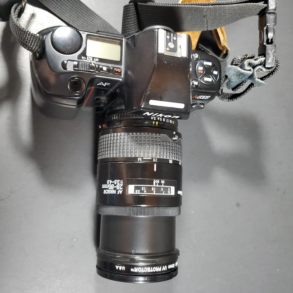 Vtg Nikon AF N8008 35mm SLR Film Camera, AF Nikkor 28-85mm Lens, Tested Working
